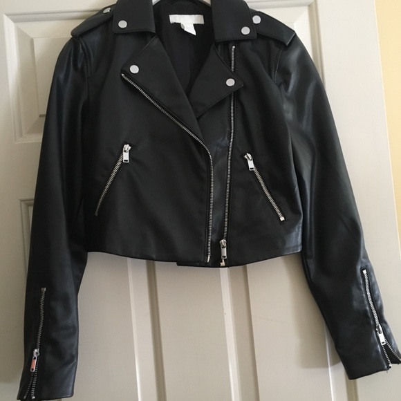 h and m faux leather jacket